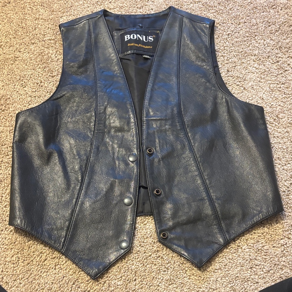 Blue Leather Vest